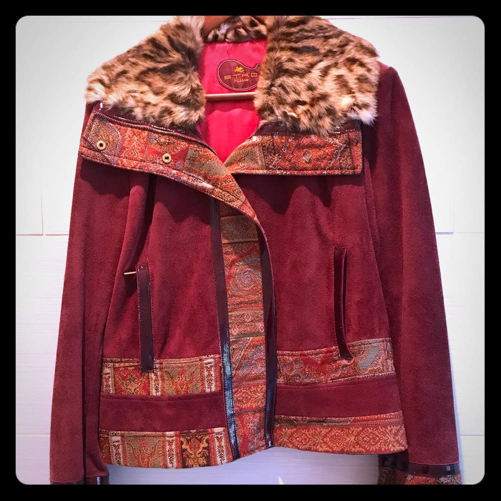 Suede and patent leather Etro jacket